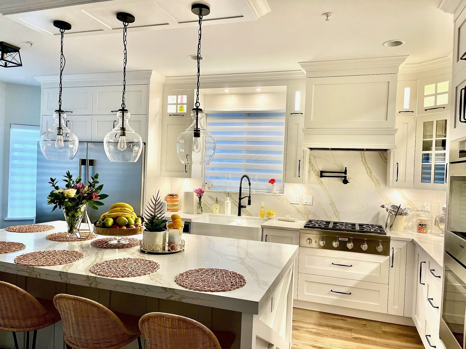 Custom painted shaker kitchen cabinets